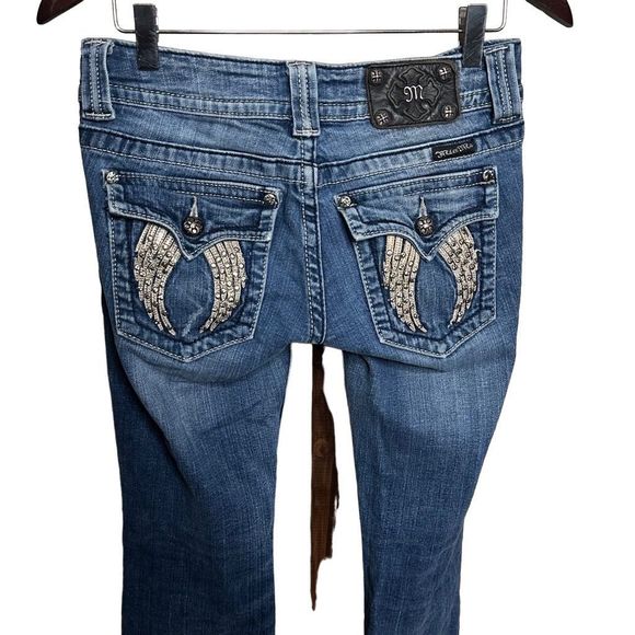 Miss Me Blue Jeans JP5082B12 Boot Angel Wing 27 - Picture 4 of 6